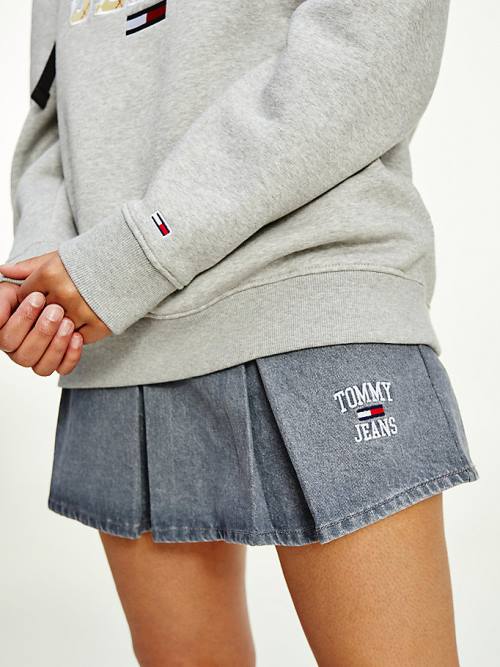 Ženske Tommy Hilfiger Argyle Oversized Fit Logo Duks Hoodie Siva | TH108JCB