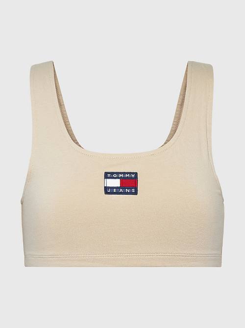 Ženske Tommy Hilfiger Badge Cropped Fit Tank Top Majice Bež | TH970OVP