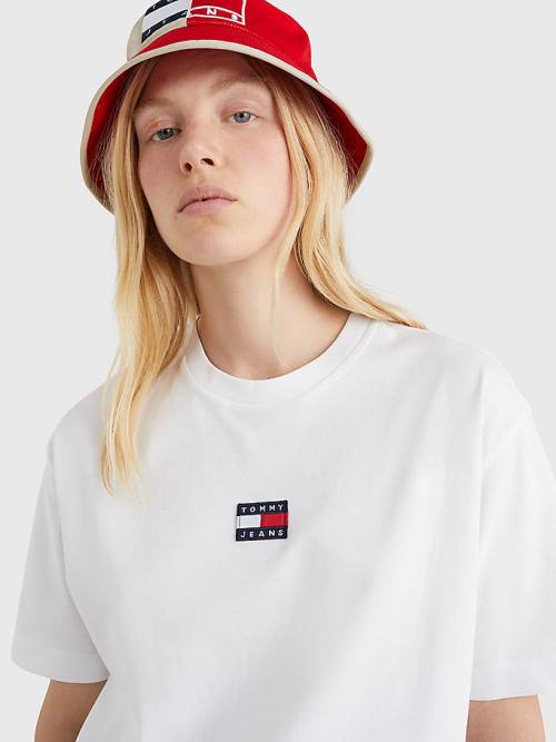 Ženske Tommy Hilfiger Badge Oversized Fit Majice Bela | TH982YBN