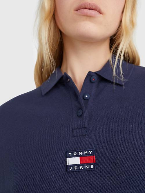 Ženske Tommy Hilfiger Badge Oversized Polo Haljine Plava | TH780GNI