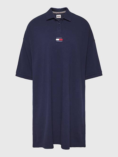 Ženske Tommy Hilfiger Badge Oversized Polo Haljine Plava | TH780GNI