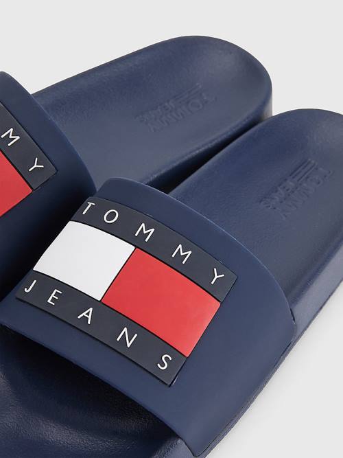 Ženske Tommy Hilfiger Badge Slides Sandale Plava | TH582RQN