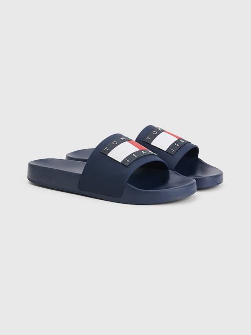 Ženske Tommy Hilfiger Badge Slides Sandale Plava | TH582RQN