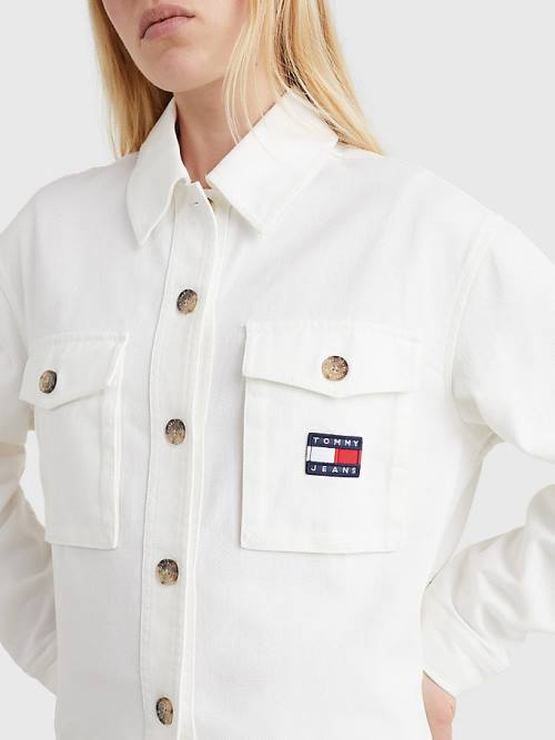 Ženske Tommy Hilfiger Badge Surplus Overshirt Košulje Bela | TH061KVI