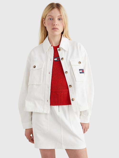 Ženske Tommy Hilfiger Badge Surplus Overshirt Košulje Bela | TH061KVI