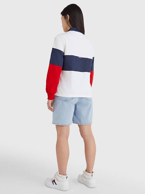 Ženske Tommy Hilfiger Boxy Cropped Long Sleeve Polo Majice Plava | TH125DOB