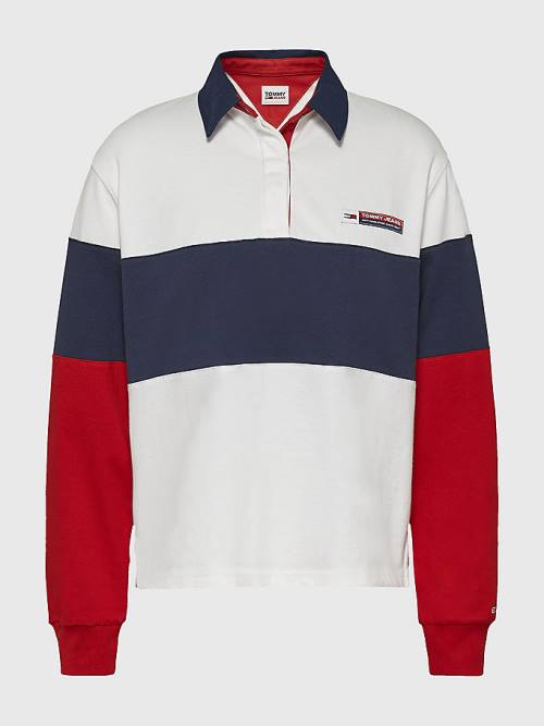 Ženske Tommy Hilfiger Boxy Cropped Long Sleeve Polo Majice Plava | TH125DOB