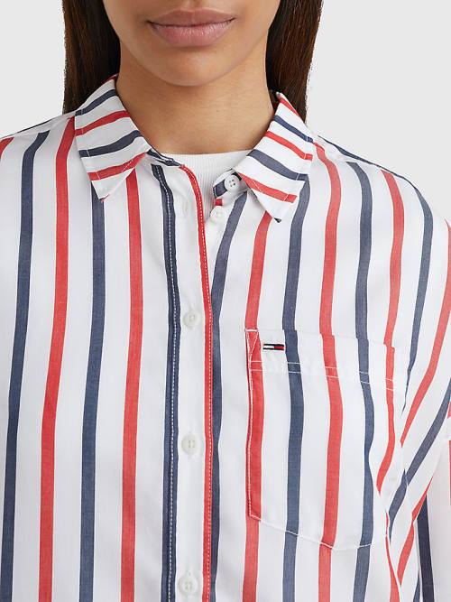 Ženske Tommy Hilfiger Boxy Stripe Košulje Bela | TH192EHM