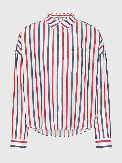 Ženske Tommy Hilfiger Boxy Stripe Košulje Bela | TH192EHM