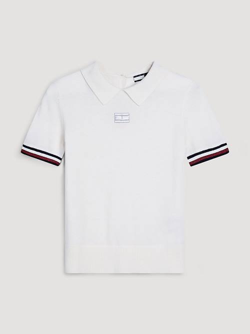 Ženske Tommy Hilfiger Cashmere Blend Slim Fit Polo Majice Bela | TH438AFU