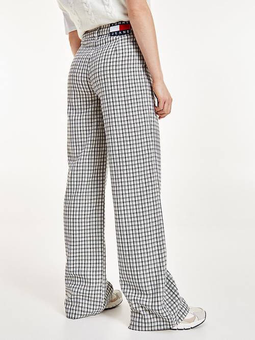 Ženske Tommy Hilfiger Check Relaxed Fit Wide Leg Pantalone Bež | TH145SOB