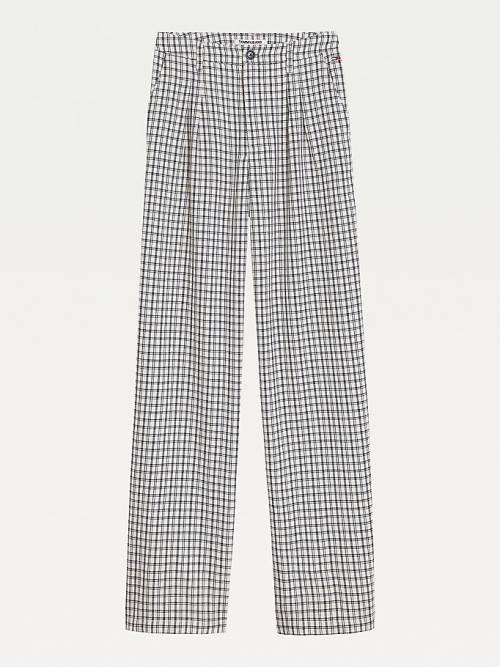 Ženske Tommy Hilfiger Check Relaxed Fit Wide Leg Pantalone Bež | TH145SOB