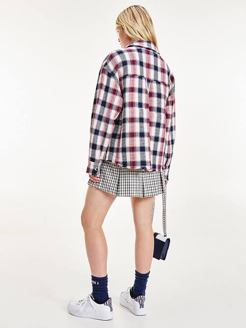 Ženske Tommy Hilfiger Check Waffle Pocket Overshirt Košulje Crveni | TH234BFR