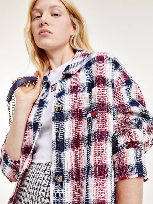 Ženske Tommy Hilfiger Check Waffle Pocket Overshirt Košulje Crveni | TH234BFR