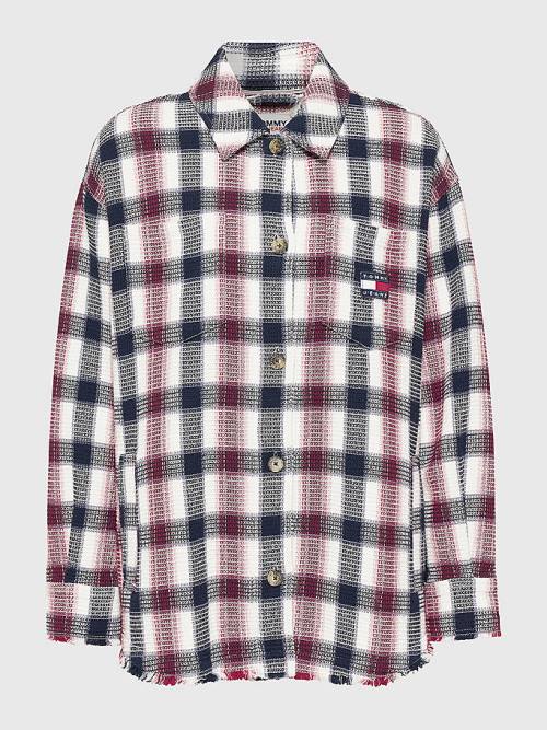 Ženske Tommy Hilfiger Check Waffle Pocket Overshirt Košulje Crveni | TH234BFR