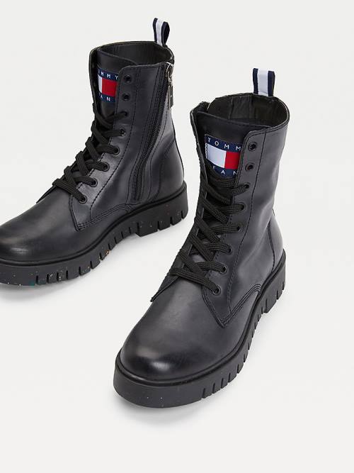 Ženske Tommy Hilfiger Chunky Cleat Lace-Up Čizme Crna | TH024NRV