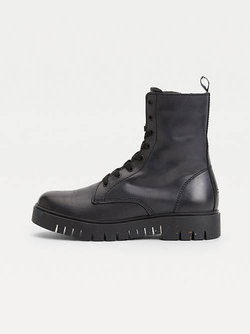 Ženske Tommy Hilfiger Chunky Cleat Lace-Up Čizme Crna | TH024NRV