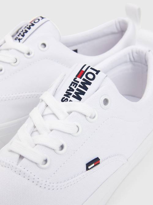 Ženske Tommy Hilfiger Classics Low-Top Cotton Patike Bela | TH639ATM