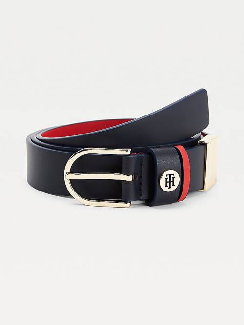 Ženske Tommy Hilfiger Classics Reversible Organic Leather Kaiševi Plava | TH157NDE