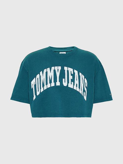 Ženske Tommy Hilfiger College Oversized Cropped Majice Zeleno | TH198OYP