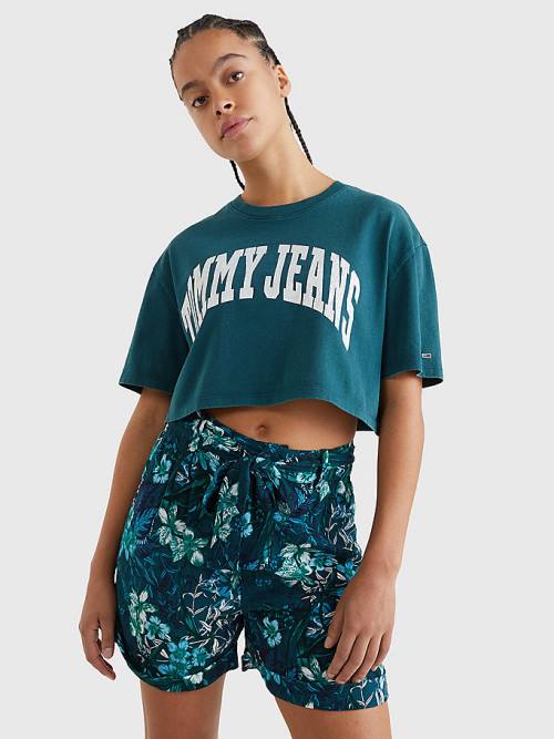 Ženske Tommy Hilfiger College Oversized Cropped Majice Zeleno | TH198OYP