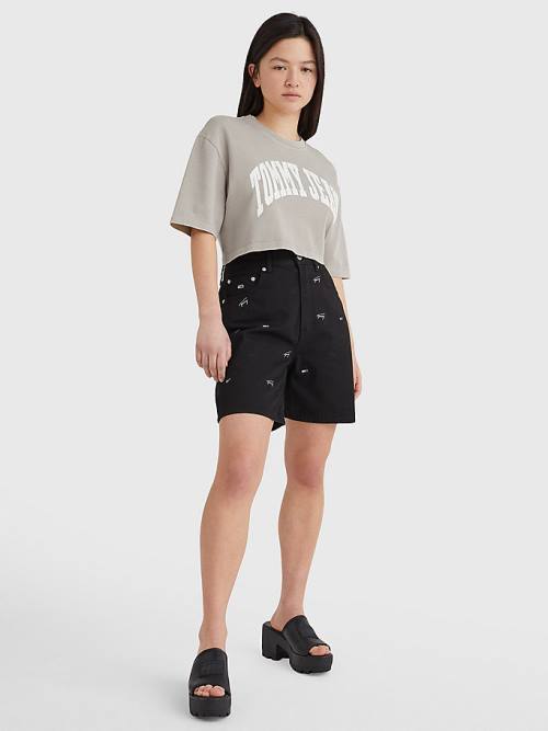 Ženske Tommy Hilfiger College Oversized Cropped Majice Bež | TH793TRO