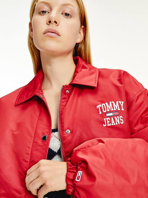 Ženske Tommy Hilfiger College Recycled Coach Jakna Crveni | TH240DGK