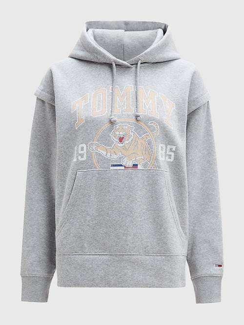 Ženske Tommy Hilfiger College Tiger Logo Relaxed Duks Hoodie Siva | TH745XFC