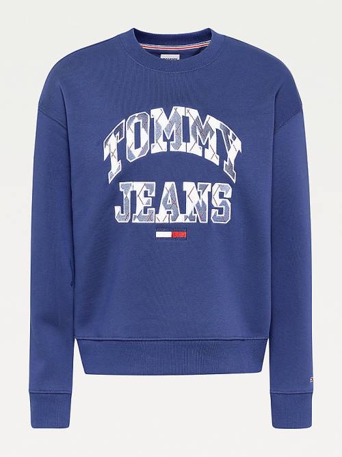 Ženske Tommy Hilfiger Collegiate Argyle Logo Duksevi Plava | TH342HJD