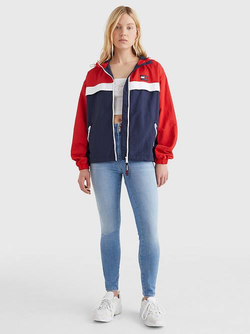 Ženske Tommy Hilfiger Colour-Blocked Chicago Windbreaker Jakna Plava | TH719NHT