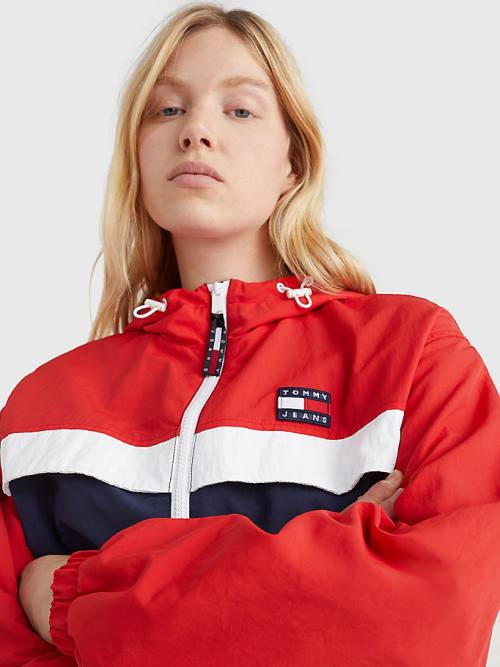 Ženske Tommy Hilfiger Colour-Blocked Chicago Windbreaker Jakna Plava | TH719NHT