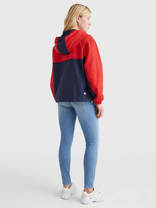 Ženske Tommy Hilfiger Colour-Blocked Chicago Windbreaker Jakna Plava | TH719NHT