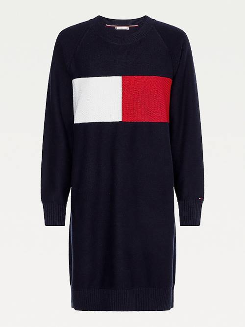 Ženske Tommy Hilfiger Colour-Blocked Flag Jumper Haljine Plava | TH573NCE