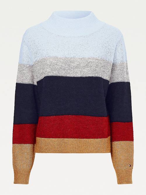 Ženske Tommy Hilfiger Colour-Blocked Mock Turtleneck Jumper Džemper Plava | TH712ULR