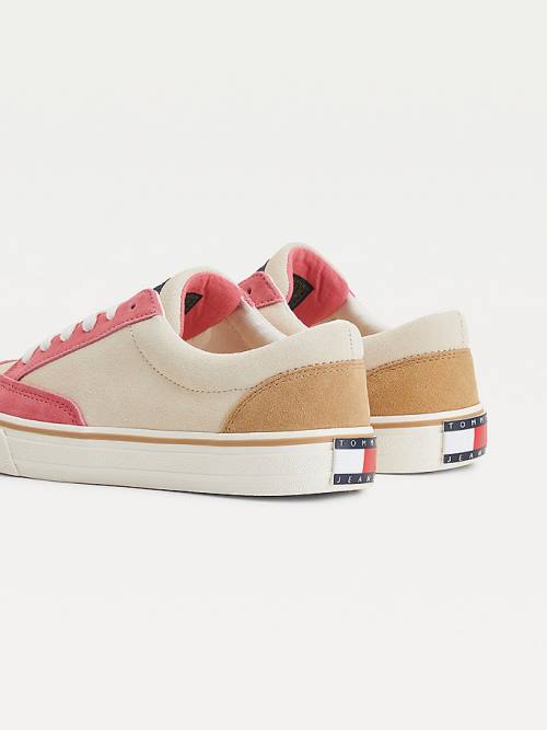 Ženske Tommy Hilfiger Colour-Blocked Suede Low Top Patike Bež | TH865STZ