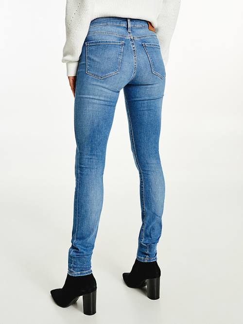 Ženske Tommy Hilfiger Como Mid Rise Skinny TH Flex Farmerke Denim Plava | TH592UCT