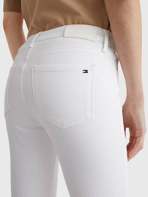 Ženske Tommy Hilfiger Como Mid Rise Skinny TH Flex Farmerke Bela | TH954YKJ