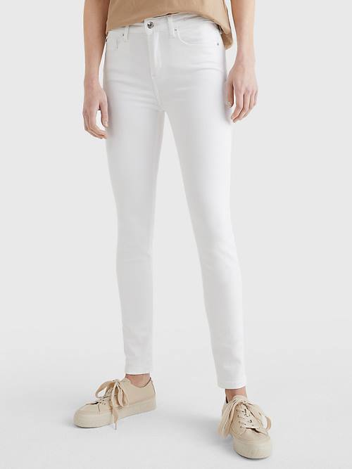 Ženske Tommy Hilfiger Como Mid Rise Skinny TH Flex Farmerke Bela | TH954YKJ