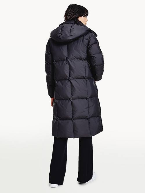 Ženske Tommy Hilfiger Contrast Panel Long Down Coat Jakna Crna | TH428OEN