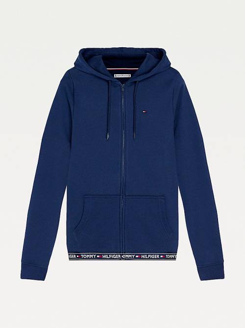 Ženske Tommy Hilfiger Cotton Terry Lounge Duks Hoodie Plava | TH628OFD