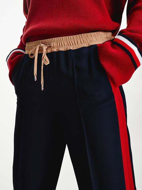 Ženske Tommy Hilfiger Crepe Colour-Blocked Drawstring Waist Pantalone Plava | TH267WNA