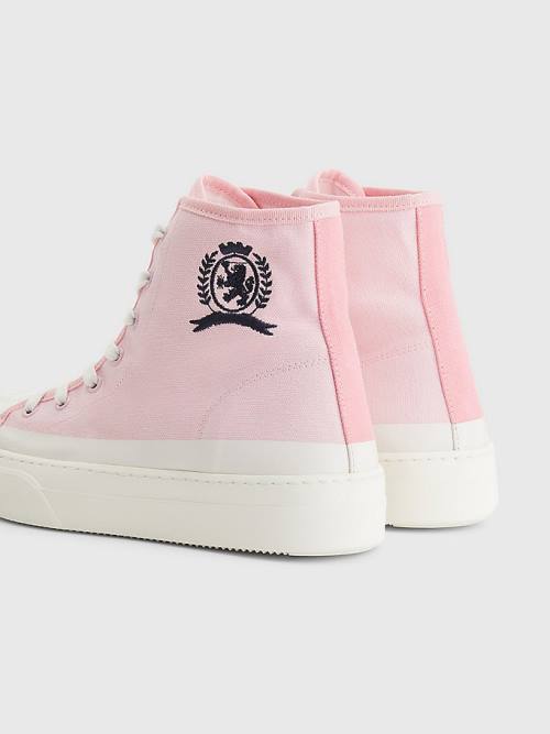 Ženske Tommy Hilfiger Crest Canvas High Top Patike Roza | TH421AIH