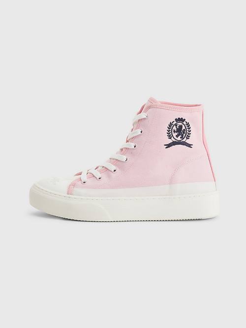 Ženske Tommy Hilfiger Crest Canvas High Top Patike Roza | TH421AIH