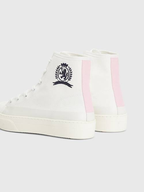 Ženske Tommy Hilfiger Crest Canvas High Top Patike Bela | TH780OJR