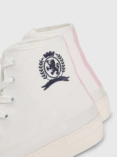 Ženske Tommy Hilfiger Crest Canvas High Top Patike Bela | TH780OJR