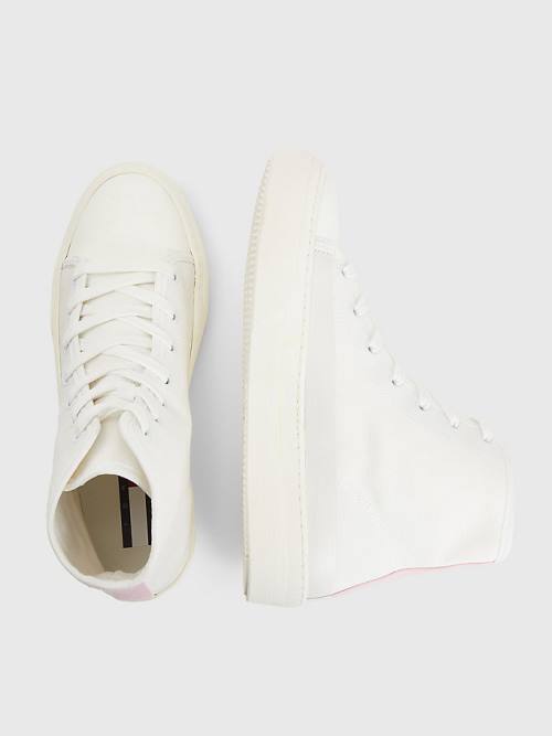 Ženske Tommy Hilfiger Crest Canvas High Top Patike Bela | TH780OJR