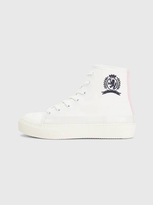 Ženske Tommy Hilfiger Crest Canvas High Top Patike Bela | TH780OJR