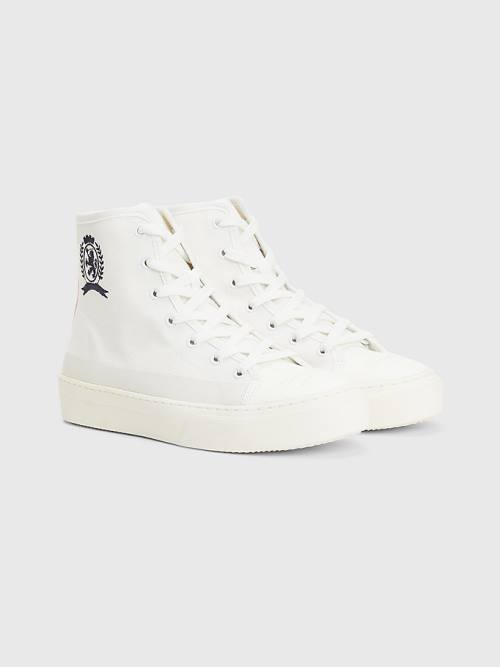 Ženske Tommy Hilfiger Crest Canvas High Top Patike Bela | TH780OJR