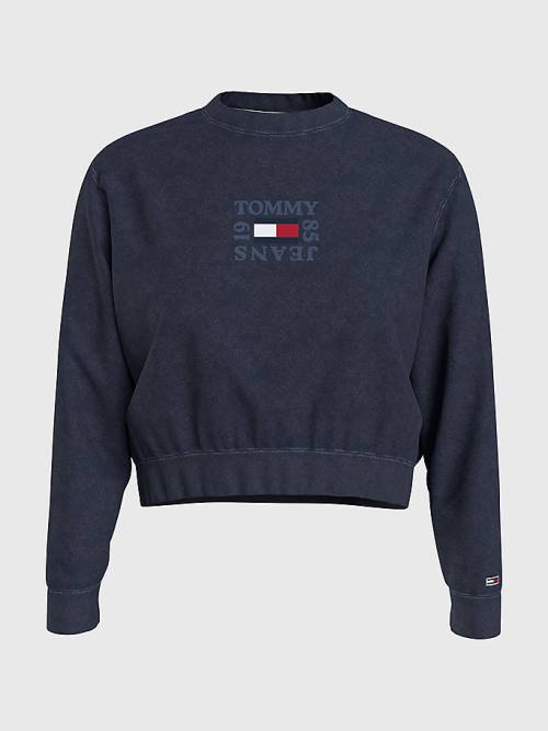 Ženske Tommy Hilfiger Cropped Logo Duksevi Plava | TH914GVY