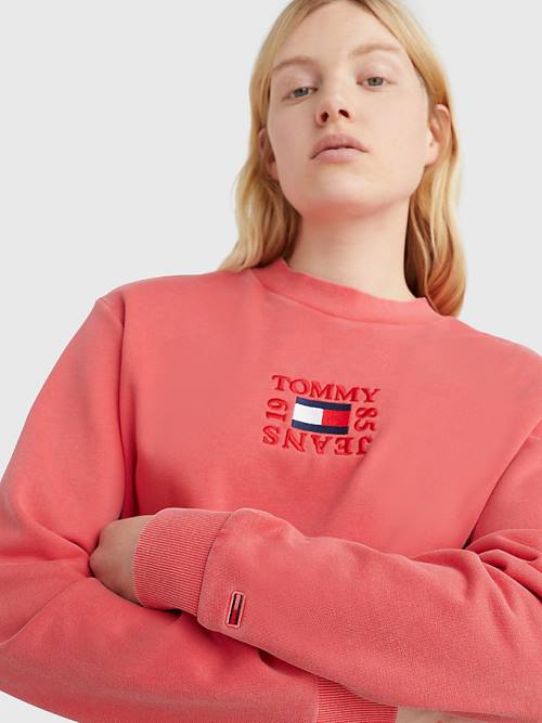 Ženske Tommy Hilfiger Cropped Logo Duksevi Crveni | TH970IGB